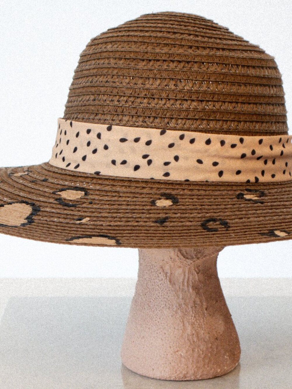 Hand Painted Sun and Sand Brown Sunhat, OS